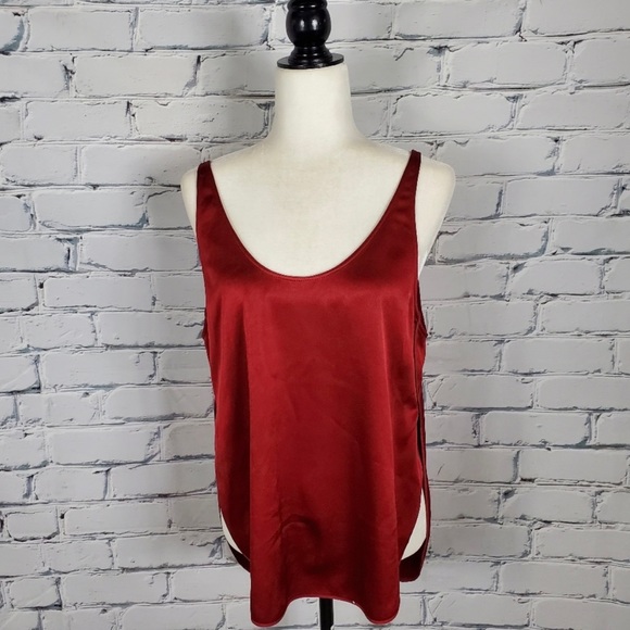 Wilfred Le Fou Red Satin Sleeveless Top - Picture 1 of 6